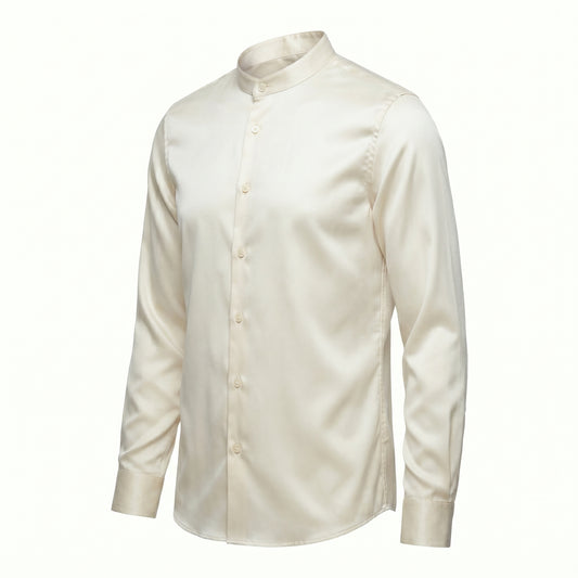 Glork Medium Satin Casual Shirt, Ivory
