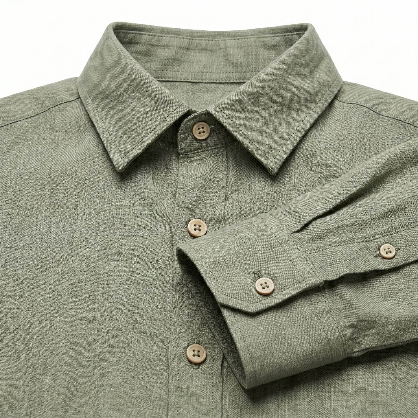 Glork Medium Linen Casual Shirt, Sage