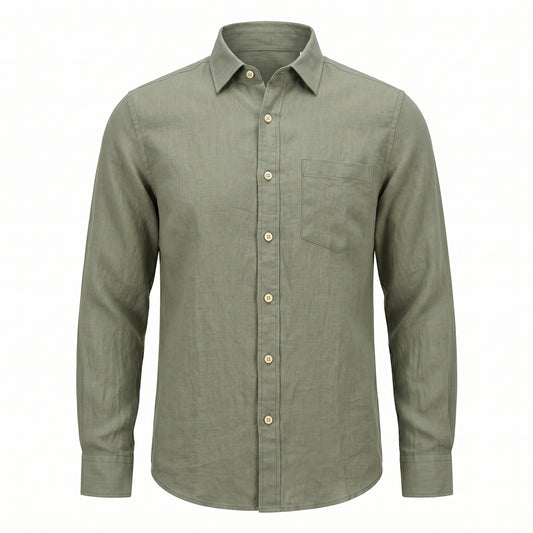Glork Medium Linen Casual Shirt, Sage