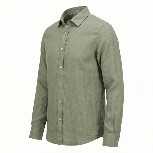 Glork Medium Linen Casual Shirt, Sage