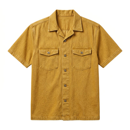 Glork Medium Denim Casual Shirt, Mustard