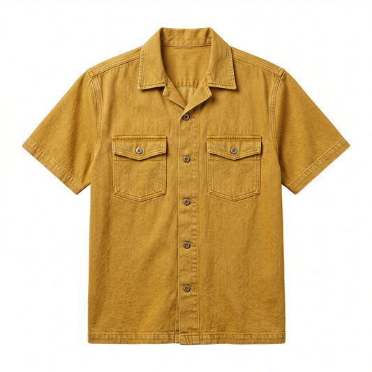 Glork Medium Denim Casual Shirt, Mustard