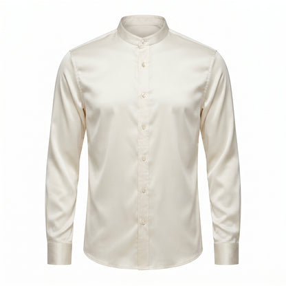 Glork Medium Satin Casual Shirt, Ivory