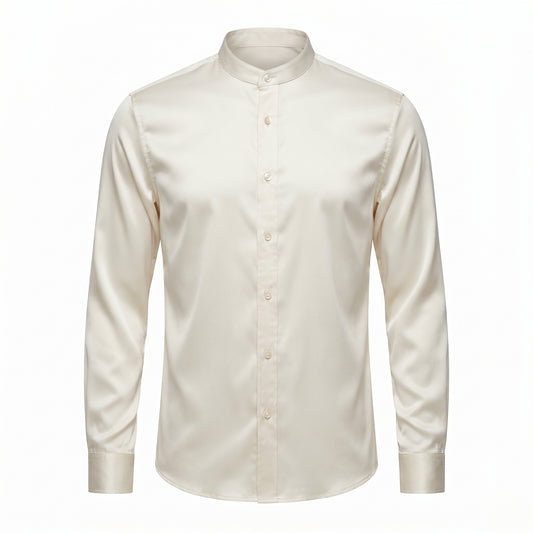 Glork Medium Satin Casual Shirt, Ivory