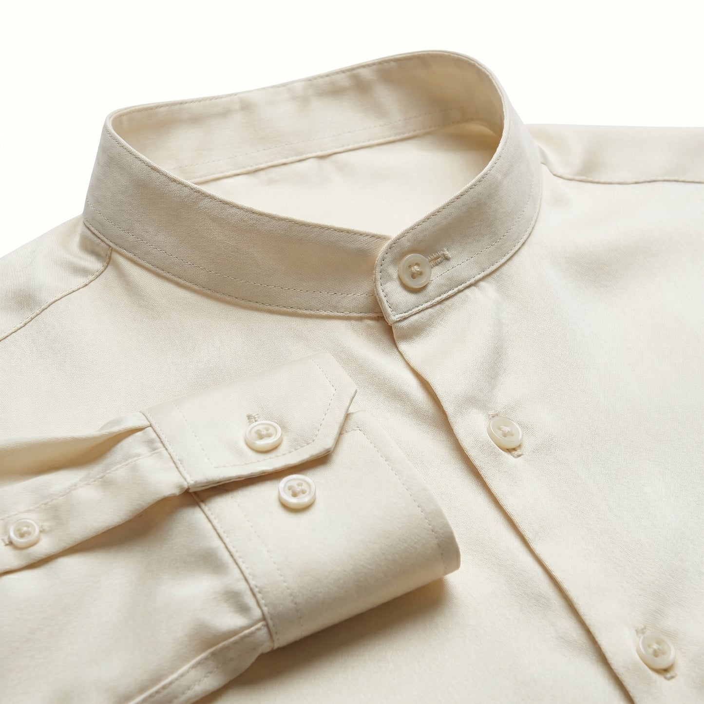 Glork Medium Satin Casual Shirt, Ivory
